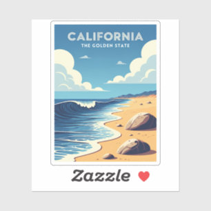 Sticker Plage de Californie Vintage voyage Rétro en bord d