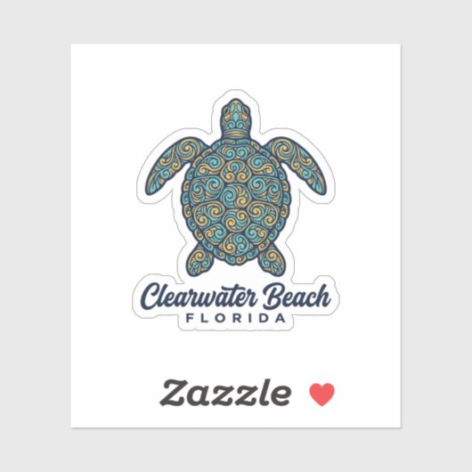 Sticker Plage de Clearwater Floride Tortue de mer Vector D (Feuille)