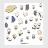 Sticker Plage de coquillages et galets (Feuille)