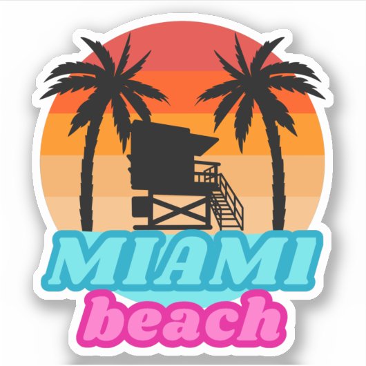 Sticker Plage de Miami Heure d'été Tour de garde 2 (Devant)