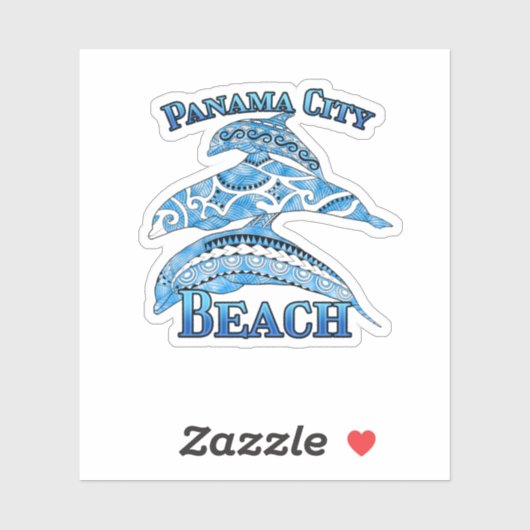 Sticker Plage de Panama City Floride Vacances Dauphins Tri (Feuille)