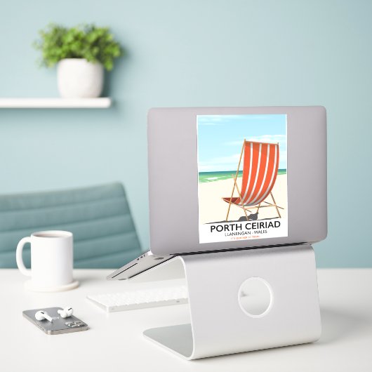 Sticker Plage de Porth Ceiriad Wales (Ordinateur portable sur le bureau)