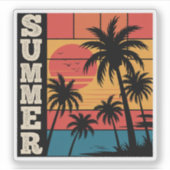 Sticker Plage de soleil couchant moderne et tendance Palm  (Devant)
