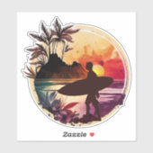 Sticker Plage de Sunset Surfer 1 (Feuille)