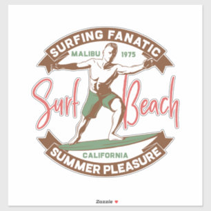 Sticker plage de surf fanatique
