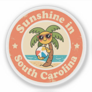 Sticker Plage drôle vintage de l'arbre palmetto de Carolin