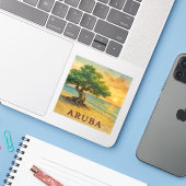 Sticker Plage Eagle Aruba Divi Tree Heure dorée (Ordinateur portable avec iPhone)