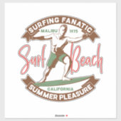 Sticker plage fanatique de surf (Feuille)
