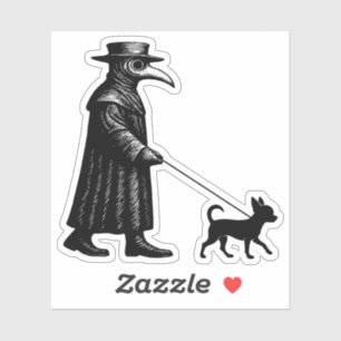 Sticker Plague Doctor Walking Chihuahua