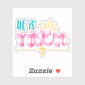 Sticker Plaid Pink Blue Il est ressuscité Cross Vinyl Stic (Feuille)