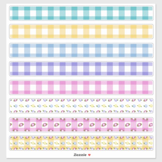 Sticker Plaids de fleurs de printemps de Pâques (Feuille)