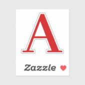 Sticker Plain Modern White Red Monogram Initial Letter (Feuille)