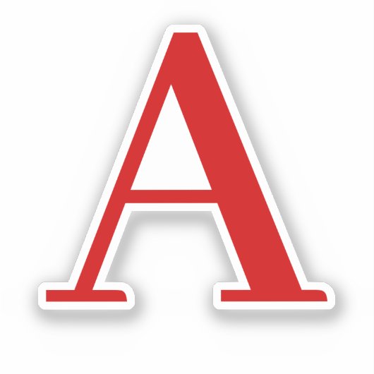 Sticker Plain Modern White Red Monogram Initial Letter (Recto)