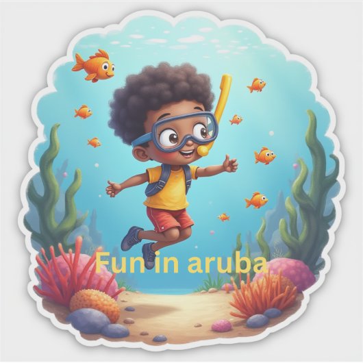 Sticker Plaisir de plongée libre à Aruba (Devant)