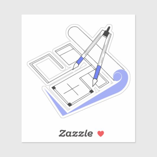 Sticker Plan d'architecture esthétique (Feuille)