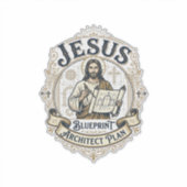 Sticker Plan de Jésus Architecte Blueprint Jésus Plan de J (Devant)