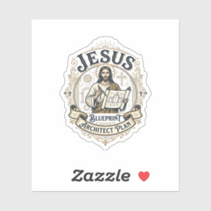 Sticker Plan de Jésus Architecte Blueprint Jésus Plan de J