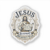Sticker Plan de Jésus Architecte Blueprint Jésus Plan de J (Devant)