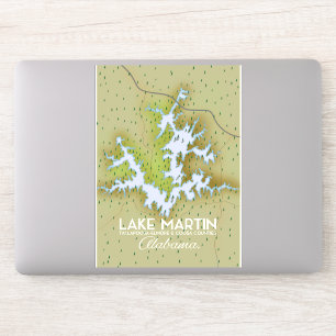 Sticker Plan de l'affiche de voyage du lac Martin Alabama.