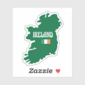 Sticker Plan de l'Irlande avec nom et drapeau (Feuille)