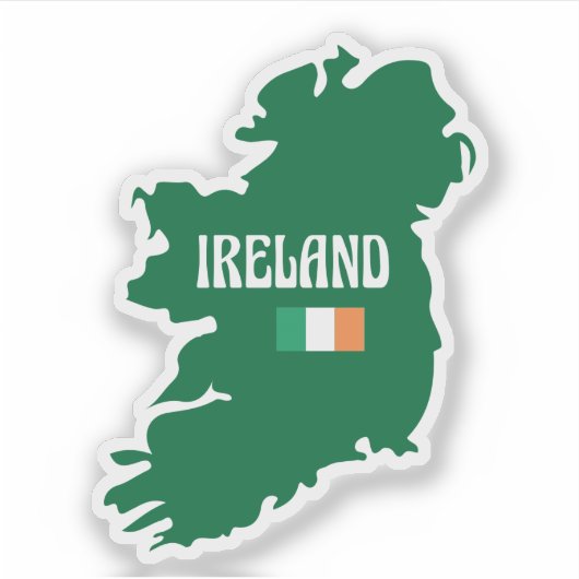 Sticker Plan de l'Irlande avec nom et drapeau (Devant)