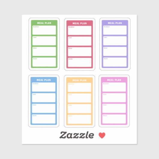 Sticker Plan de repas coloré (Feuille)