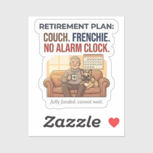 Sticker Plan de retraite Funny Frenchie Canapé Amoureux de
