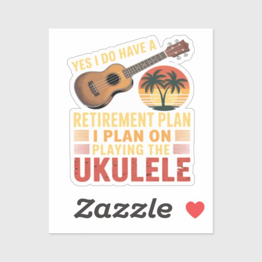 Sticker Plan de retraite Ukulele Drôle (Feuille)