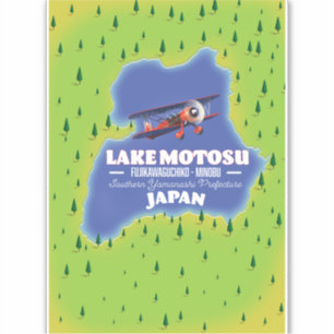 Sticker Plan de voyage japonais du lac Motosu.