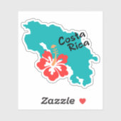 Sticker Plan du Costa Rica avec fleur d'hibiscus (Feuille)