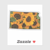 Sticker Plan du Kansas avec des tournesols (Feuille)