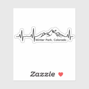 Sticker Planche à neige Winter Park Battement de coeur