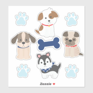 Sticker Planche d'autocollants Chien Bleu