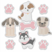 Sticker Planche d'autocollants Chiot Rose (Devant)