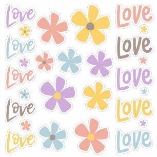 Sticker Planche d'autocollants de marguerites et d'amour