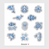 Sticker Planche d'autocollants Deep Blue sur le thème de l (Feuille)