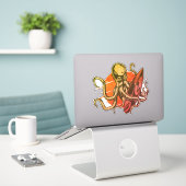 Sticker Planche de surf Coucher de soleil Pieuvre Attaque  (Ordinateur portable sur le bureau)