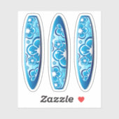 Sticker Planches de surf bleu super à motifs floraux (Feuille)