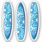 Sticker Planches de surf bleu super à motifs floraux (Devant)