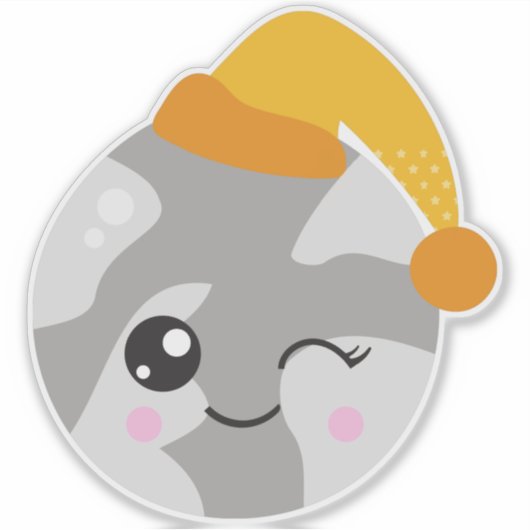 Sticker Planète couchée, Planète mignonne, Planète avec ca (Devant)