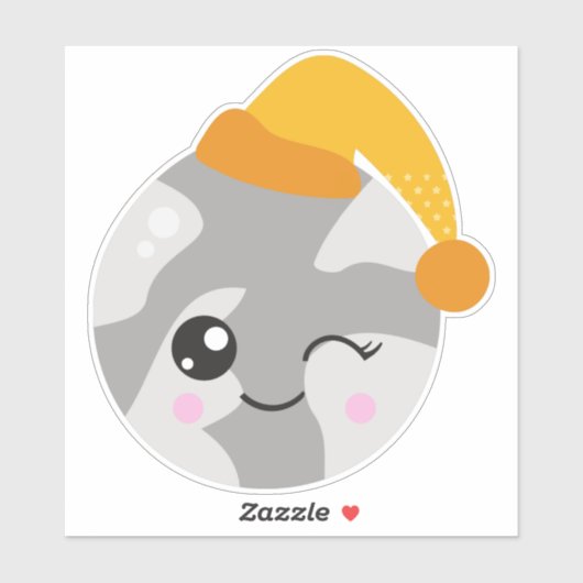 Sticker Planète couchée, Planète mignonne, Planète avec ca (Feuille)