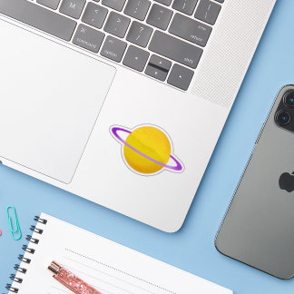 Sticker Planète intersexuelle brillante avec anneaux