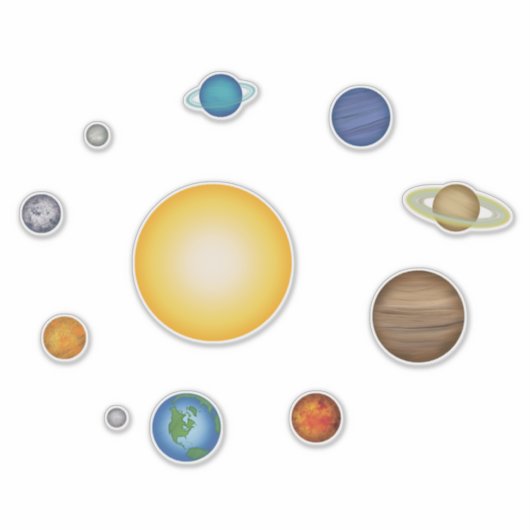 Sticker Planètes du système solaire Ensemble de 11 Créatif (Devant)