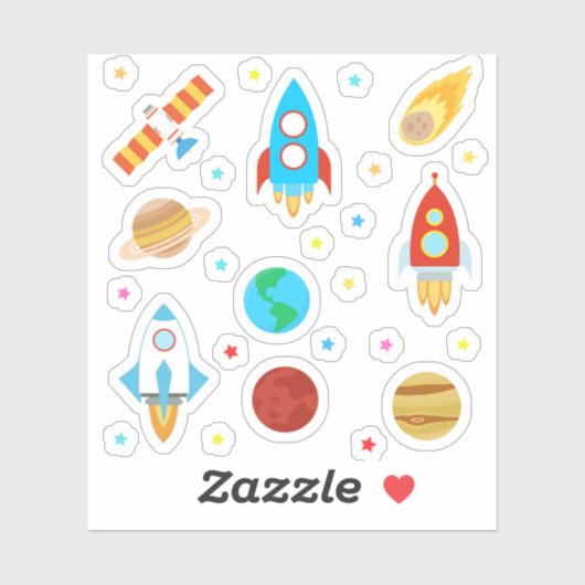 Sticker Planètes spatiales Étoiles Rockets Comètes Satelit (Feuille)
