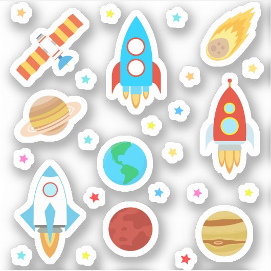 Sticker Planètes spatiales Étoiles Rockets Comètes Satelit (Devant)