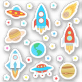 Sticker Planètes spatiales Étoiles Rockets Comets (Devant)