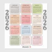 Sticker Planificateur Bujo Calendrier Micro 2026 (Feuille)
