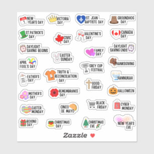 Sticker Planificateur de 30 jours fériés canadiens spéciau