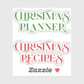 Sticker Planificateur de Noël & recettes typographie (Feuille)