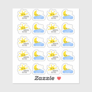 Sticker Planificateur Matin Soir Kawaii Soleil & Lune